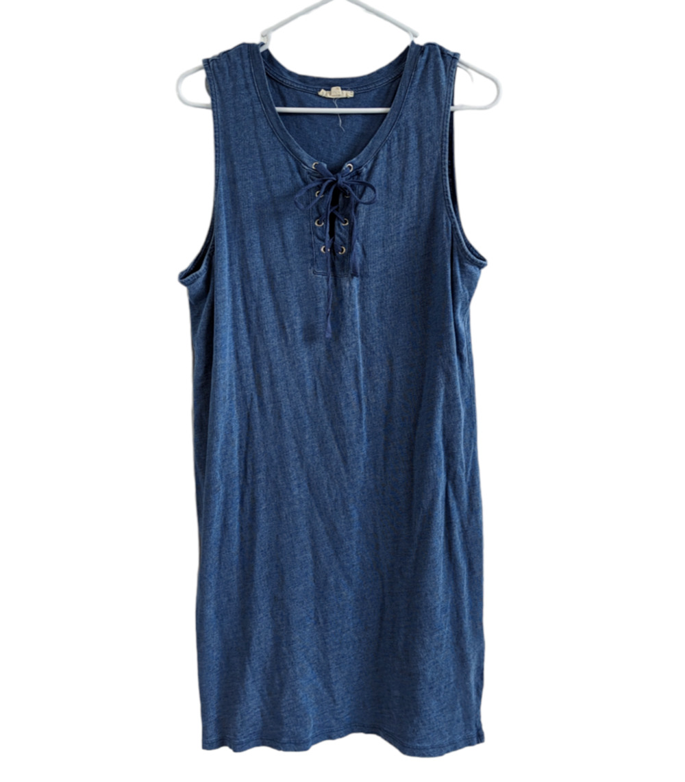 Jane and Delancey Women's Blue Sleeveless Cotton Casual Dress Size Large